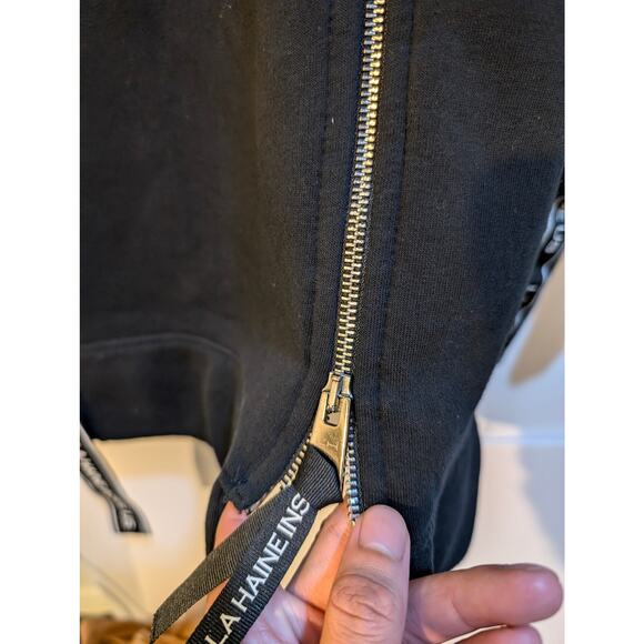 LA Haine Inside Us Full Zip Side Strap Black Goth FOG Pyrex Elongated Hoodie LRG - Picture 3 of 9